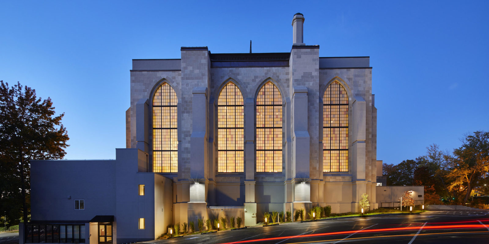 Saint Mark's Cathedral exterior at night