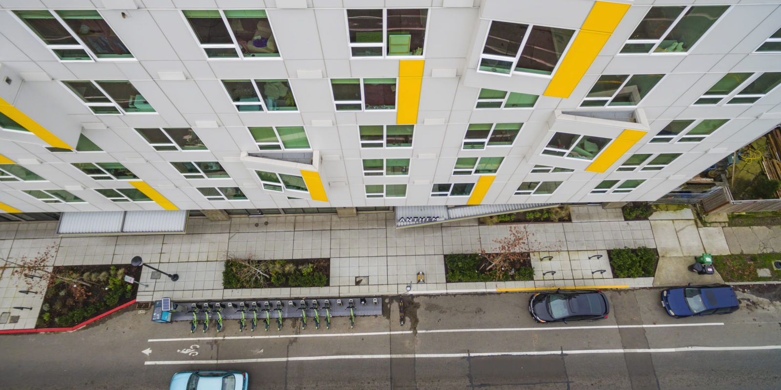 Anthem on 12th view of building exterior facing down towards the street