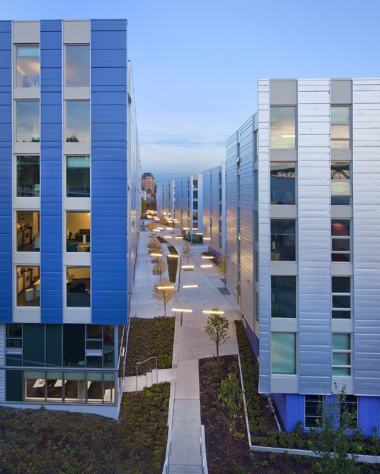 View in between buildings of Mercer Court