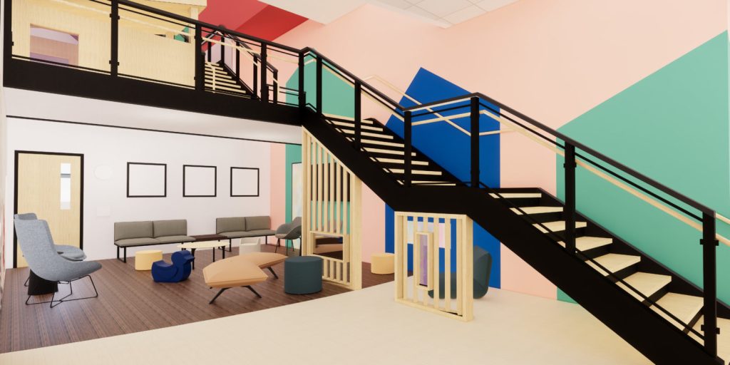 Odessa Brown Children's Clinic interior staircase rendering
