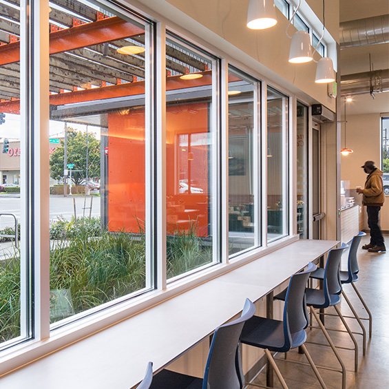 Ballard Food Bank interior facing outside