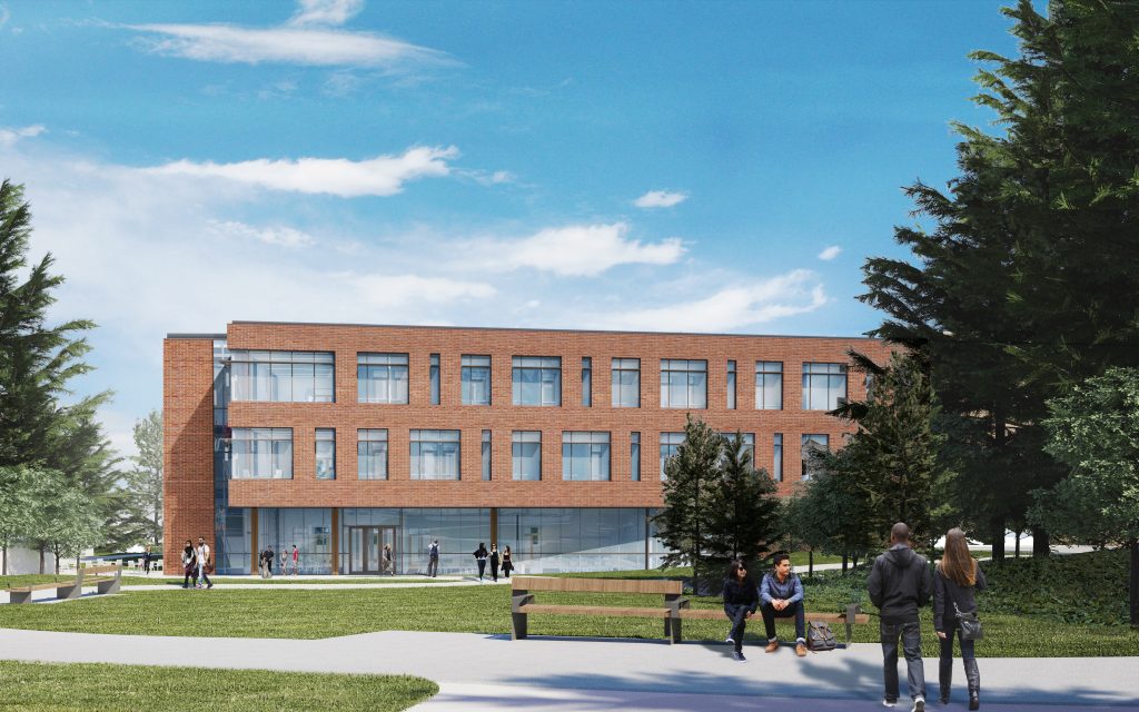 Health Sciences and Advanced Manufacturing Classroom Complex exterior rendering