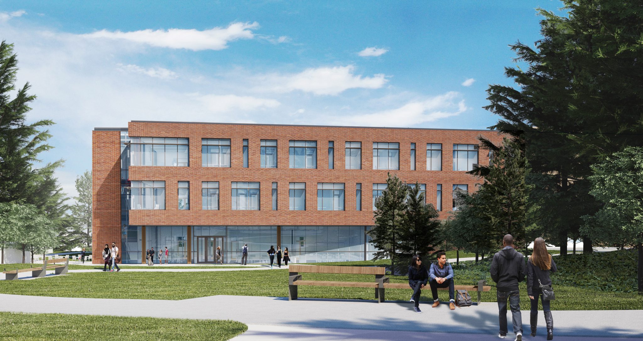 Health Sciences and Advanced Manufacturing Classroom Complex exterior rendering